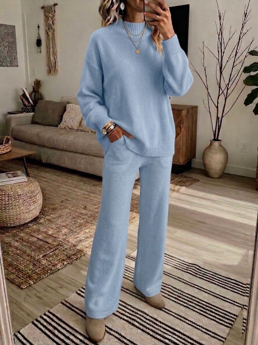 ⏰2026 HOT SALE💥 Women's Casual Wide-Leg Pants Cashmere Sweater Suit