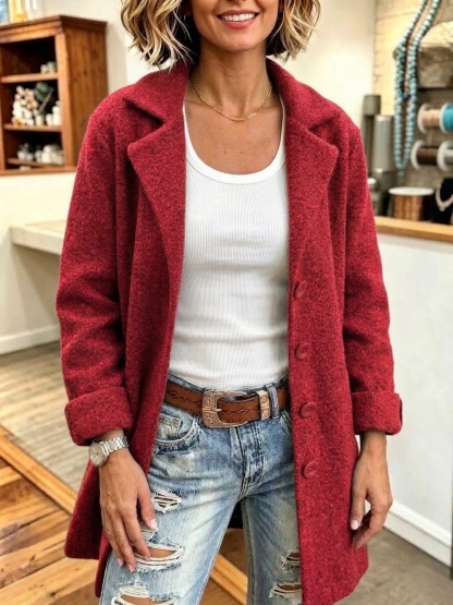 CLEARANCE SALE🔥 Women's Casual Lapel Wool Single Breasted Coat