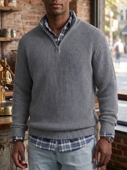 ⏰2026 HOT SALE💥 Men's Retro Casual Zipper Cashmere Sweater