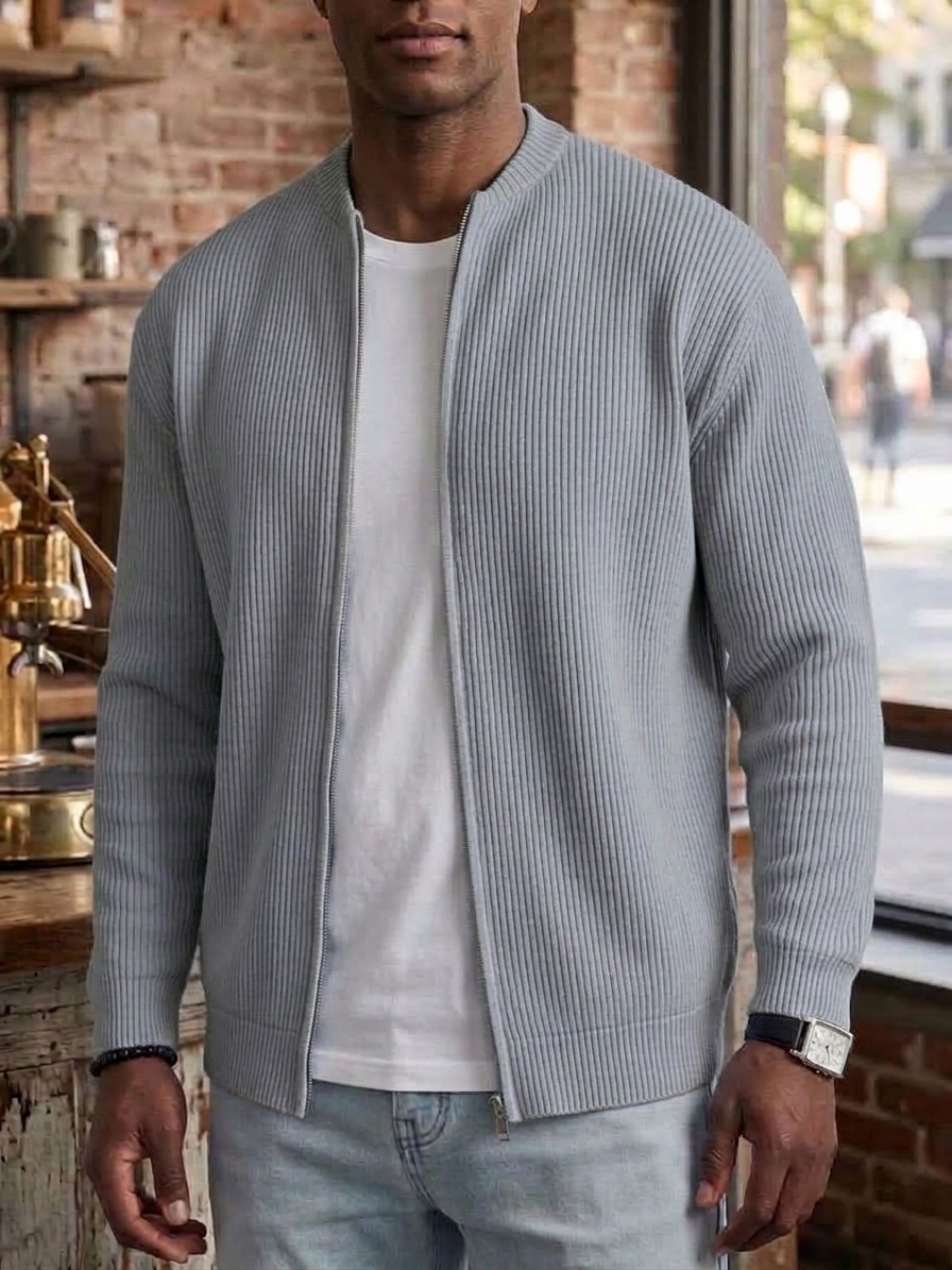 ⏰2026 HOT SALE💥 Men's Retro Casual Comfortable Solid Zipper Cardigan Jacket