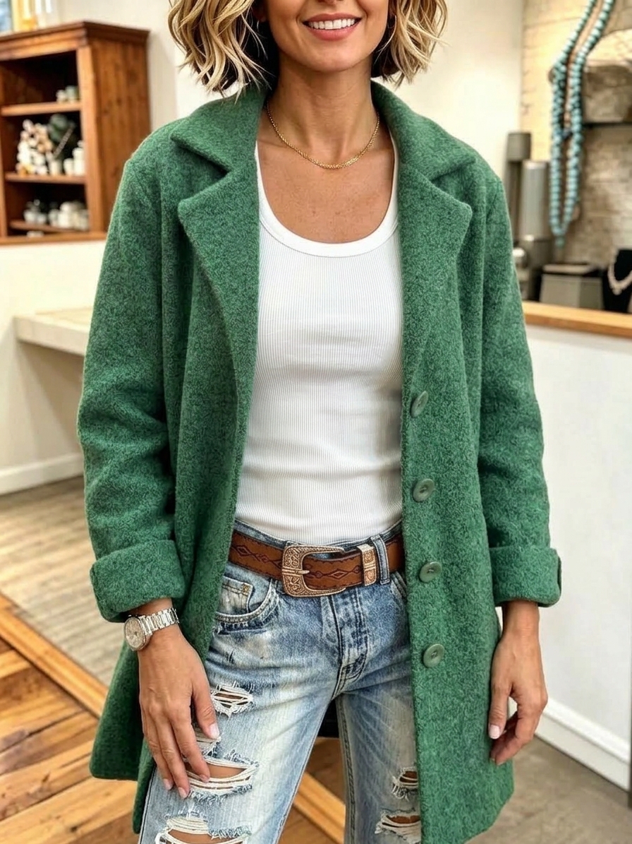 CLEARANCE SALE🔥 Women's Casual Lapel Wool Single Breasted Coat