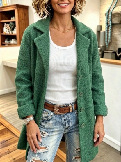 CLEARANCE SALE🔥 Women's Casual Lapel Wool Single Breasted Coat