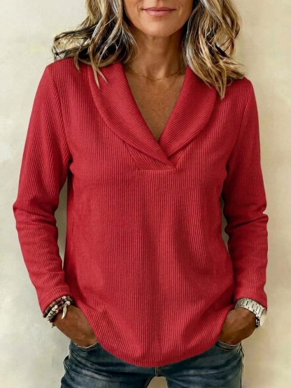 Women's Casual Cotton Peter Pan Collar Long Sleeve Top