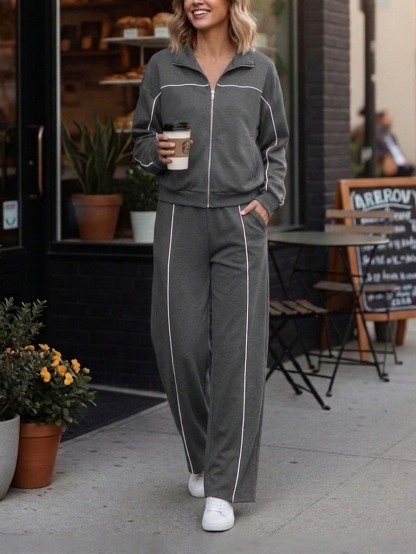 ⏰ LAST DAY SAVE 49% 💥Women's Casual 2 Piece Sets Lapel Zipper Cotton Sweatshirt Travel Outfits