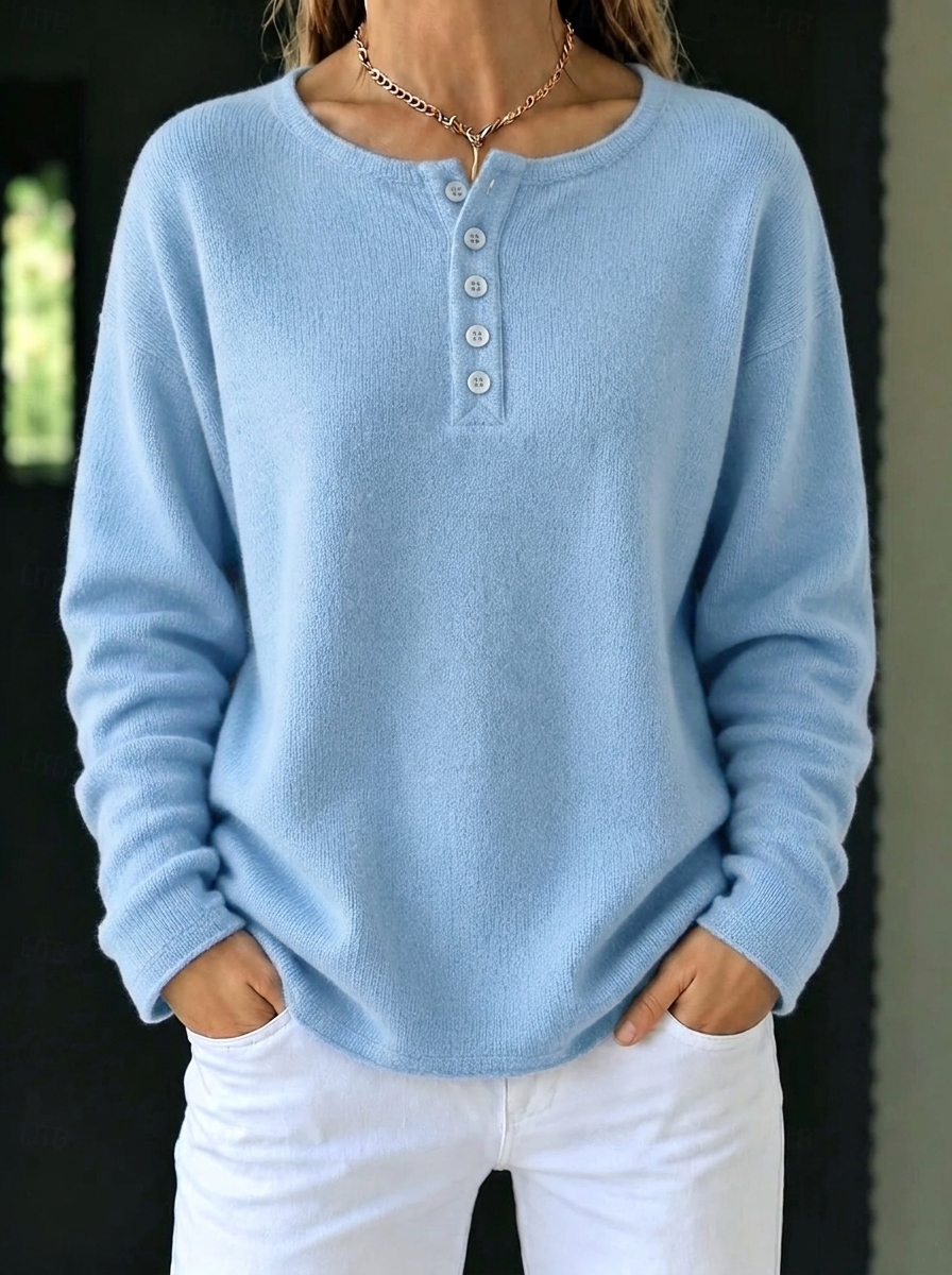 HOT SALE🔥 Women's Casual Button-up Plain Long Sleeve Comfy Sweater