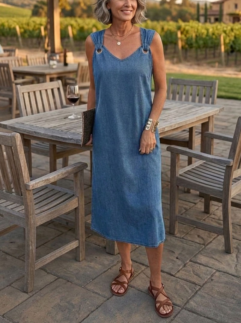 HOT SALE🌸 Women’s Casual Denim Sleeveless Dress