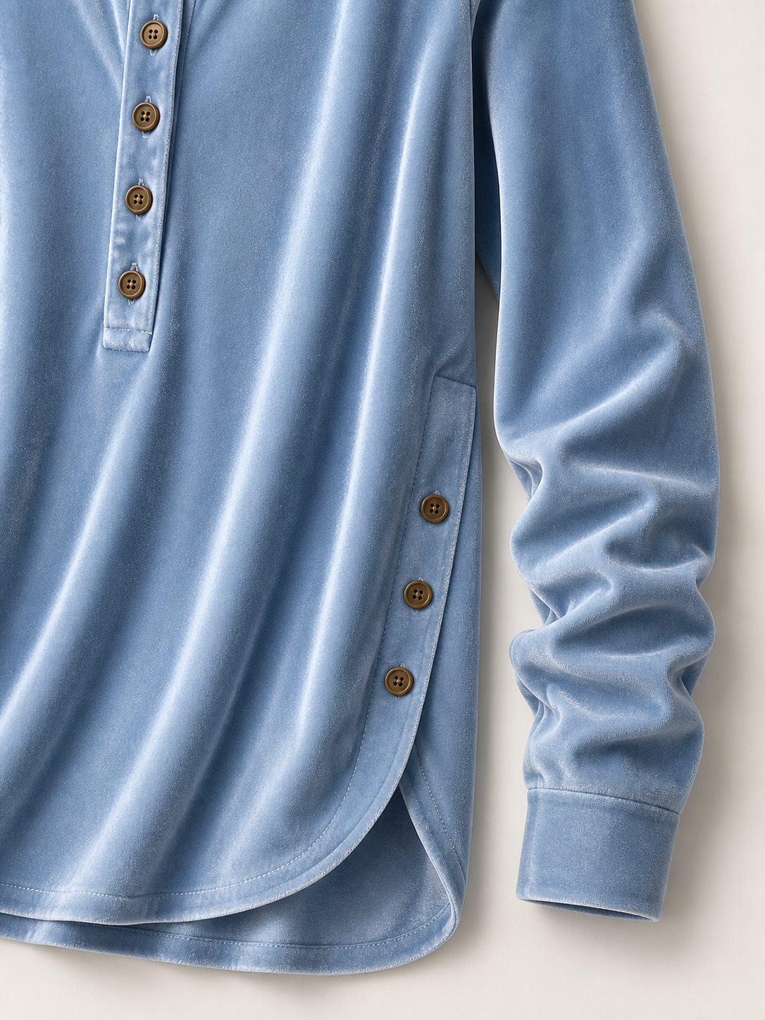 Velvet Side Buttons and Cuff Detail