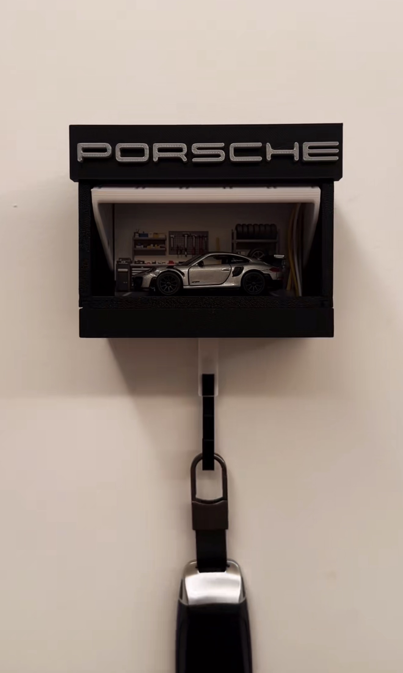 1:64 scale car model garage key hook wall hanging handmade custom item ( Full Sets Mini Car + Garage + Key Hook )