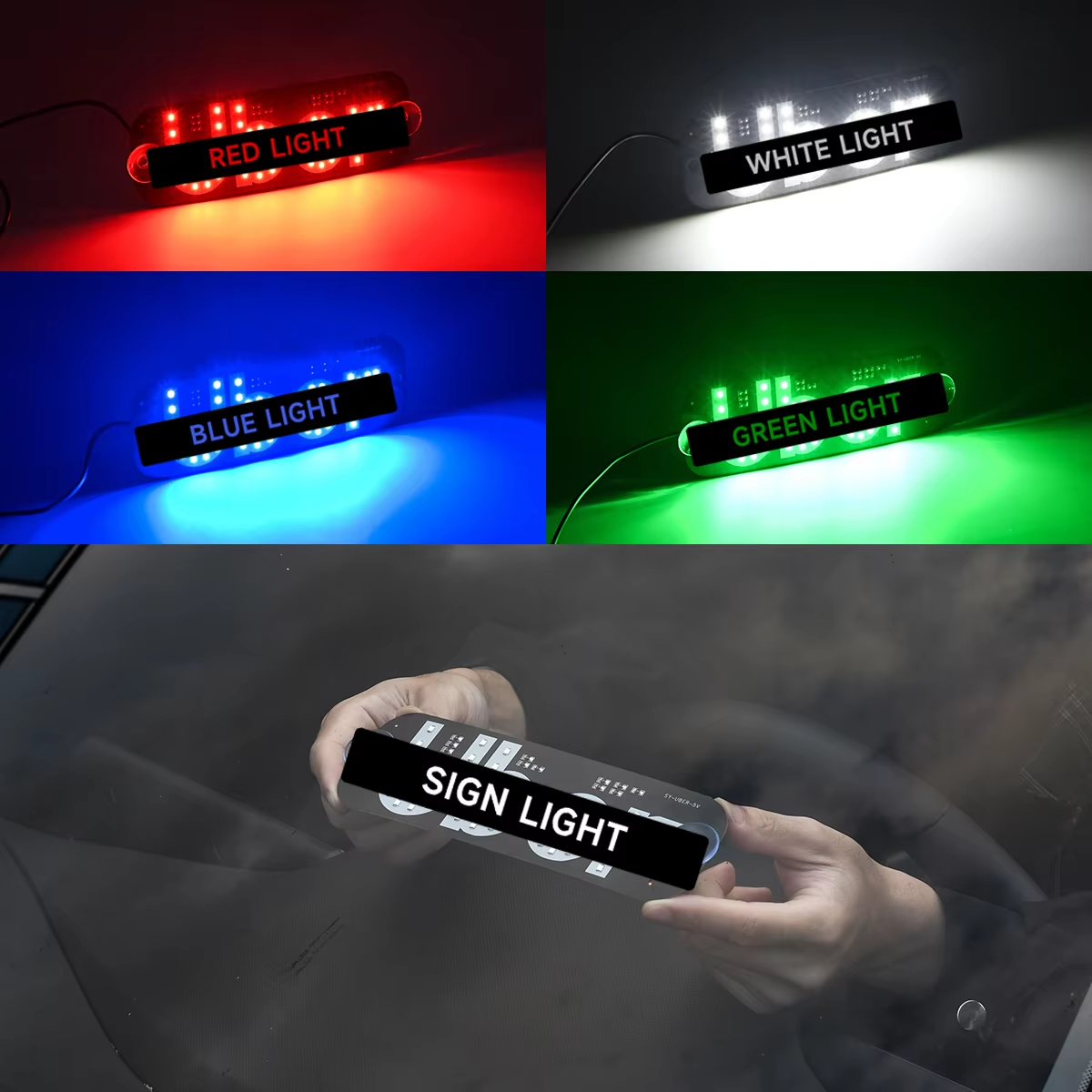Compact USB Uber LED Sign Light with Suction Cups - Easy Vehicle Installation