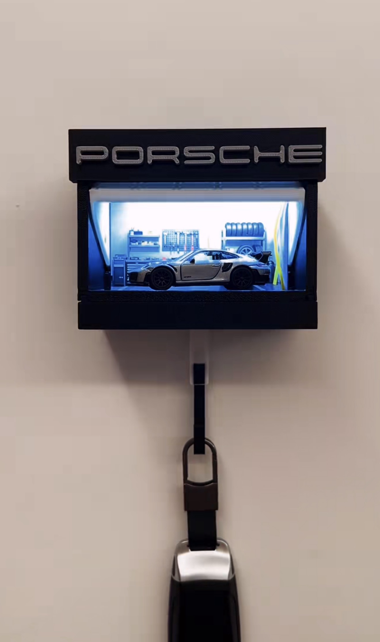 1:64 scale car model garage key hook wall hanging handmade custom item ( Full Sets Mini Car + Garage + Key Hook )