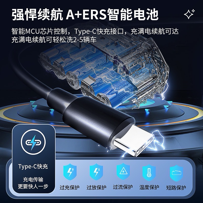 Full Set Car Washer Car Household High Voltage Lithium Battery Car Brush High Power Handheld Charging Water Washer