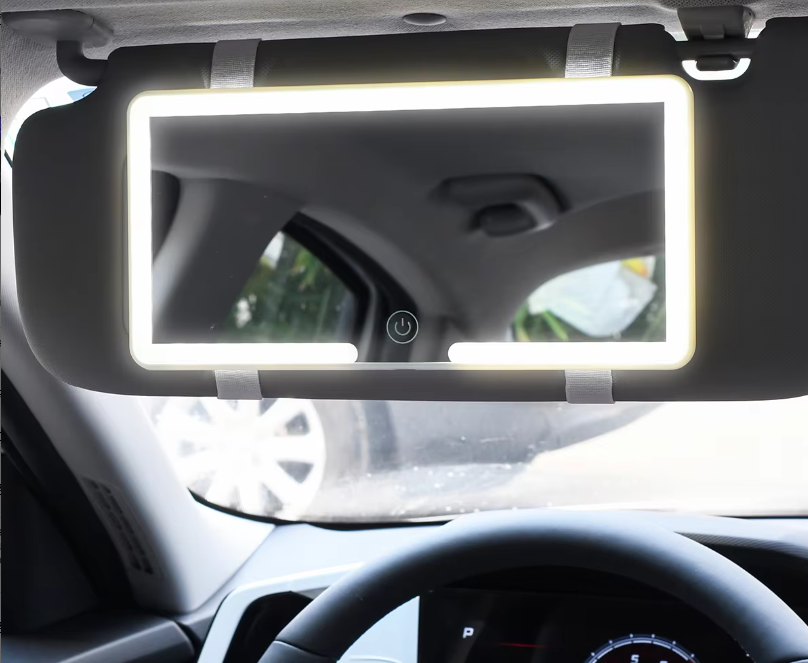 Car Sun Visor Makeup Mirror LED Touch Screen Adjustable Brightness Switchable Auto Interior Makeup Mirror Charging Vanity Mirror