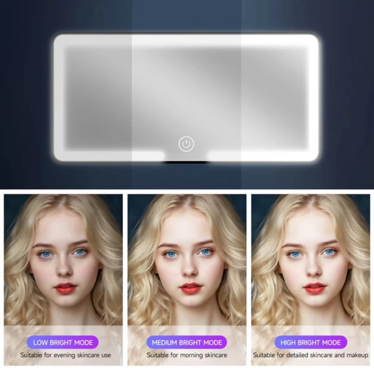 Car Sun Visor Makeup Mirror LED Touch Screen Adjustable Brightness Switchable Auto Interior Makeup Mirror Charging Vanity Mirror