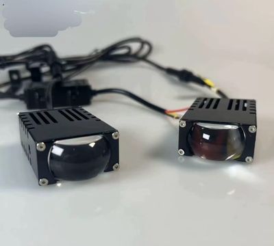 King of Light Automotive Mini Matrix Laser Headlights, Grille Lights, Yellow and White LED Spotlights 2 pcs ( For All Cars )