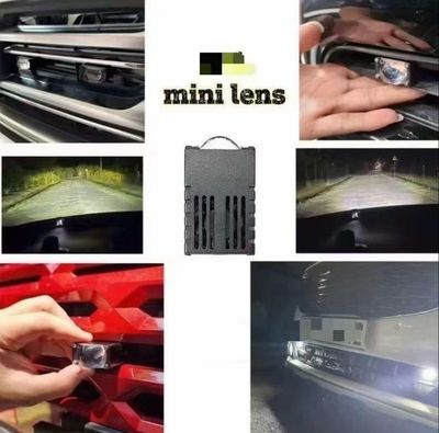 King of Light Automotive Mini Matrix Laser Headlights, Grille Lights, Yellow and White LED Spotlights 2 pcs ( For All Cars )