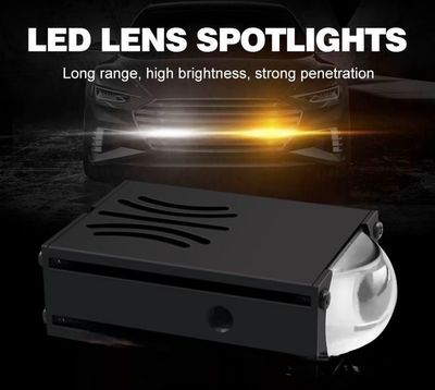 King of Light Automotive Mini Matrix Laser Headlights, Grille Lights, Yellow and White LED Spotlights 2 pcs ( For All Cars )