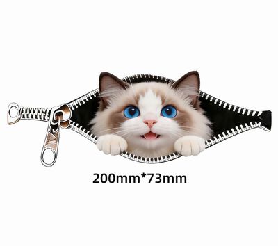 3D Car Sticker ( Price For 2 pcs Products) 1 pcs Yellow + 1 pcs White Cat
