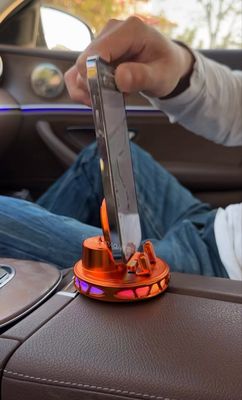 RGB LED Phone Holder With Charger With Car Logo