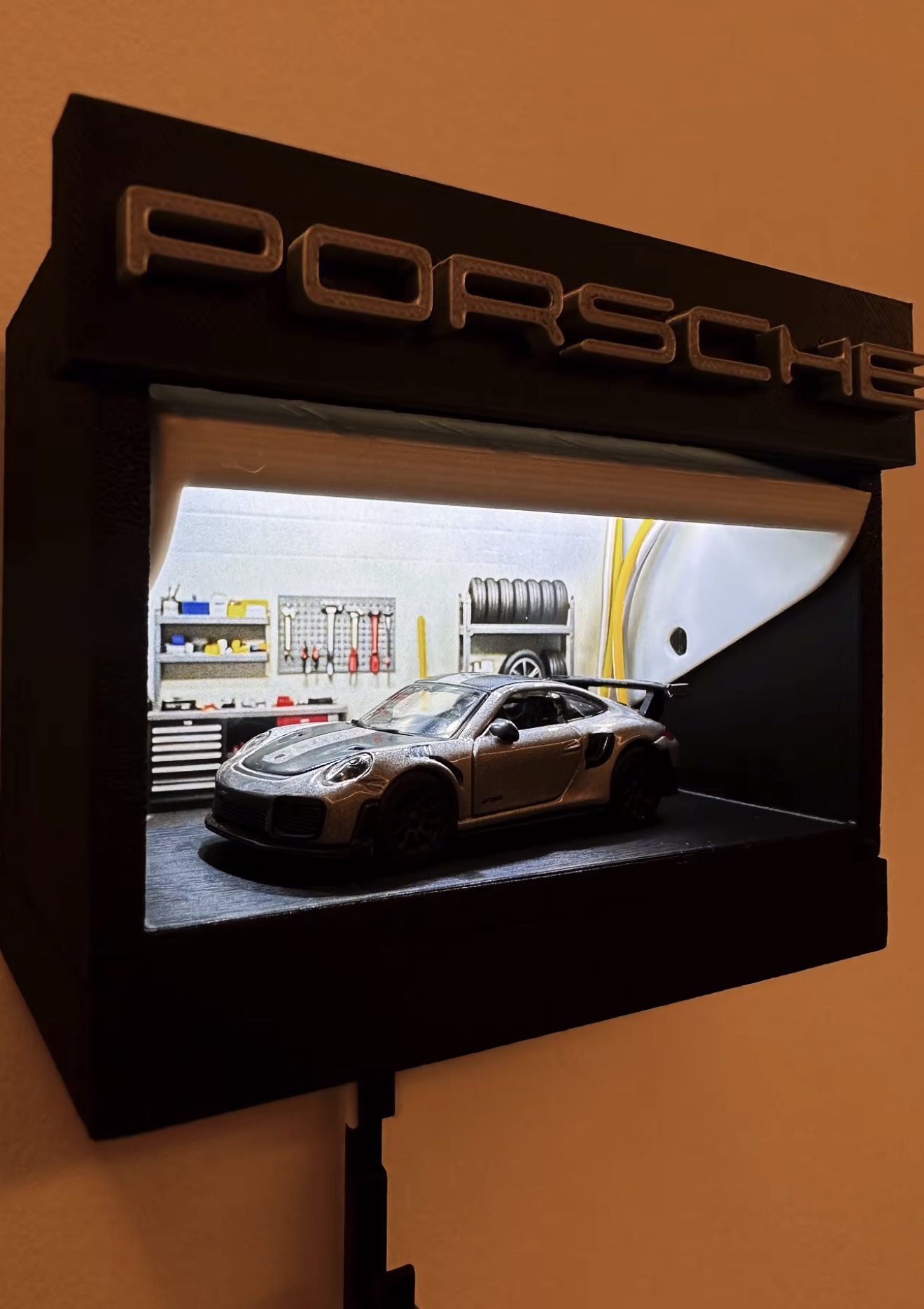 1:64 scale car model garage key hook wall hanging handmade custom item ( Full Sets Mini Car + Garage + Key Hook )