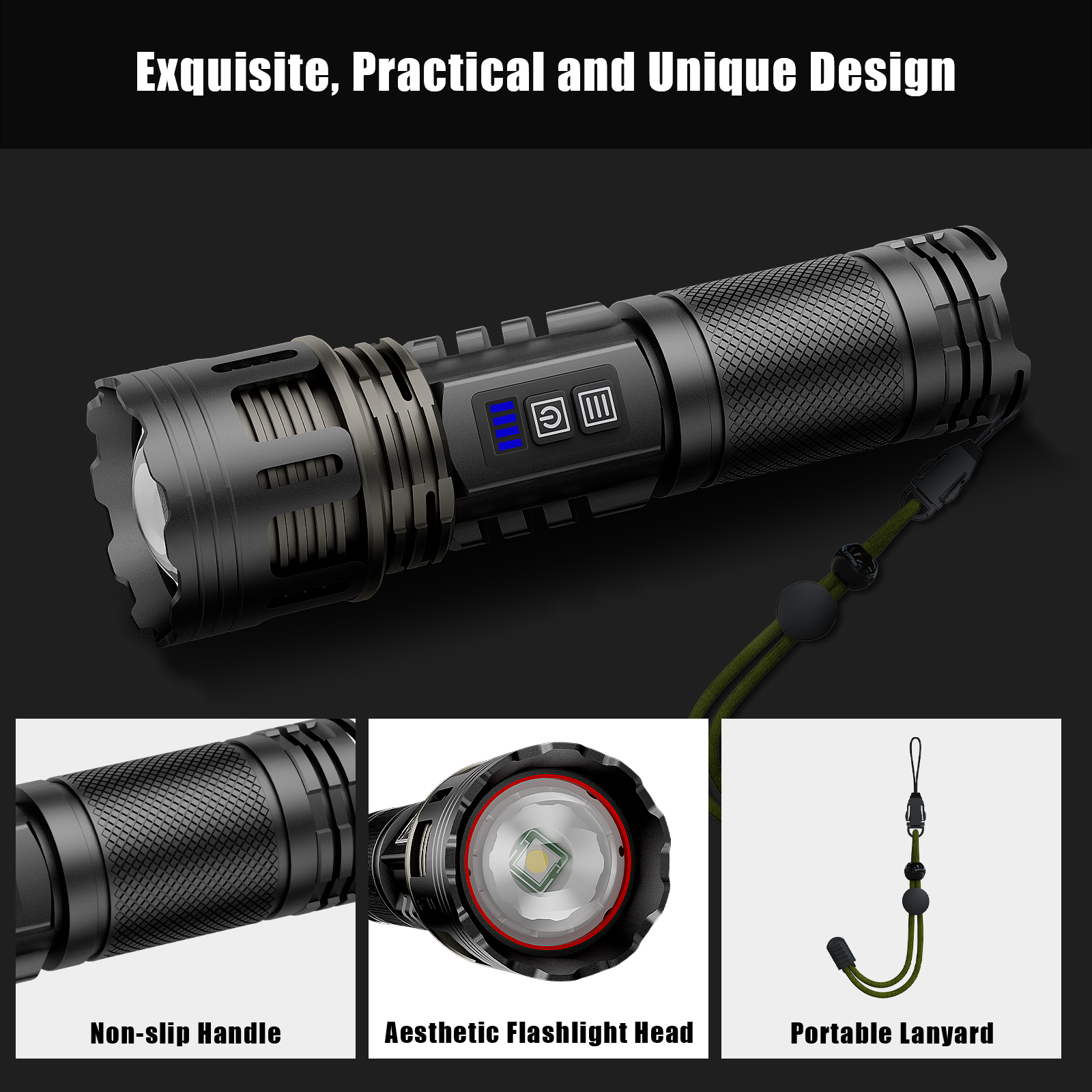 SKYFIRE 1130 Rechargeable Tactical Flashlight - 20,000 Lumens
