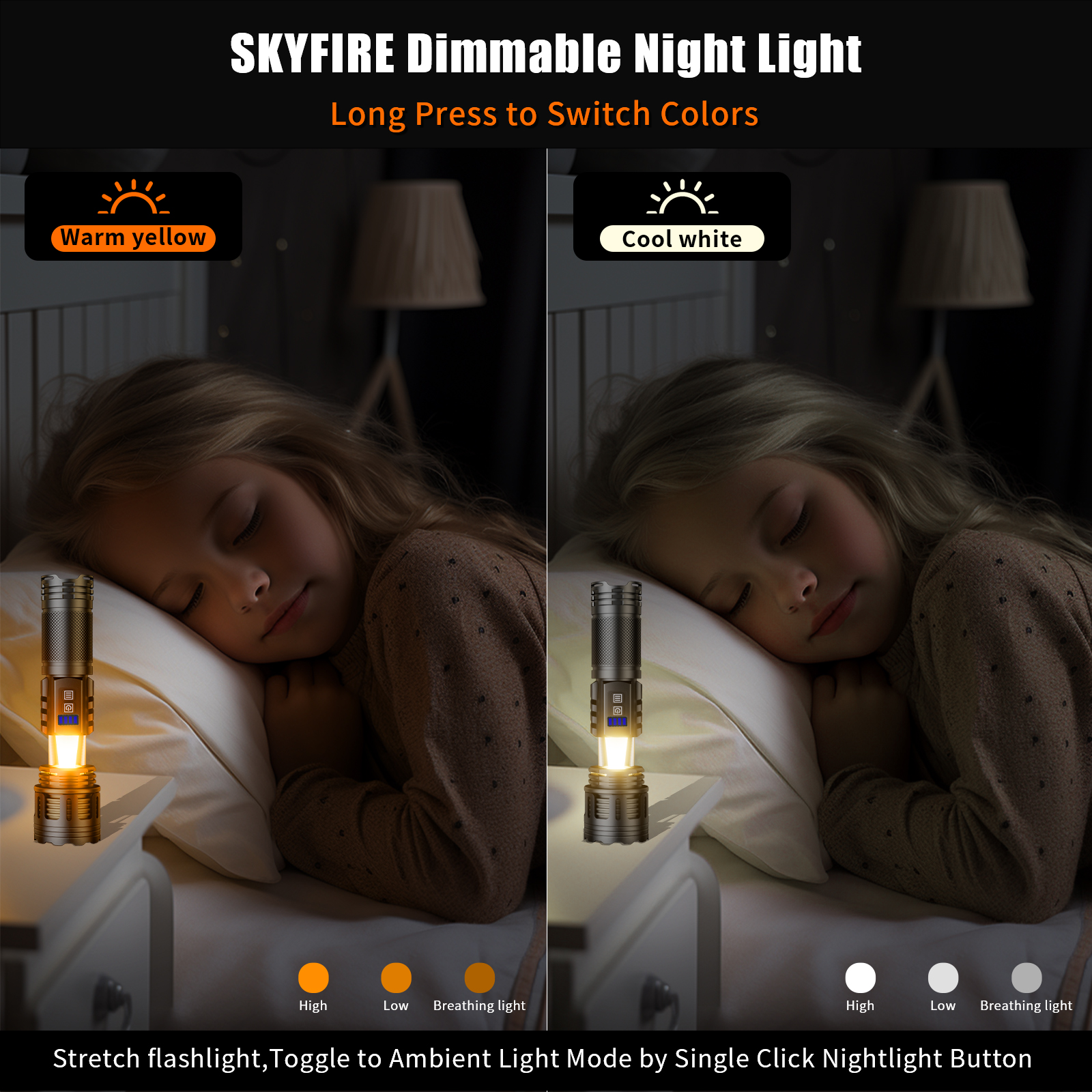 SKYFIRE 1130 Rechargeable Tactical Flashlight - 20,000 Lumens