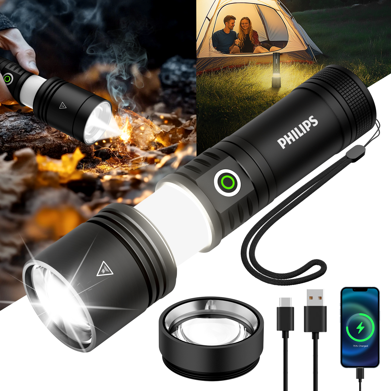 PHILIPS 5158 FLASHLIGHT CampingLight & Fire-Starting