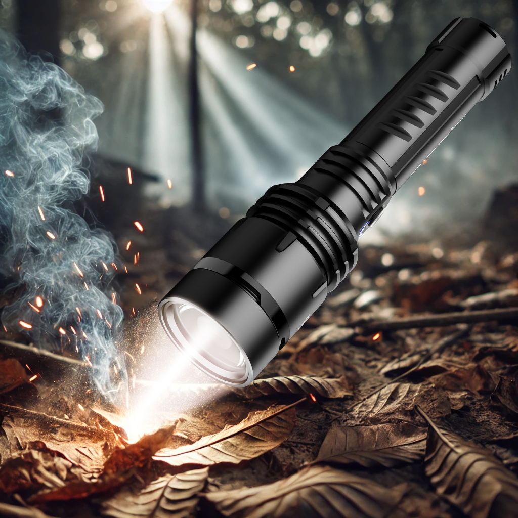 SKYFIRE 2014J Rechargeable Zoomable LED Flashlight - Tactical, Waterproof, 5 Modes for Emergency & Outdoor Use - 5,000 Lumens