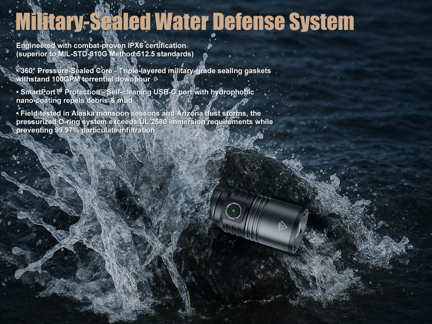 SKYFIRE 2014J Rechargeable Zoomable LED Flashlight - Tactical, Waterproof, 5 Modes for Emergency & Outdoor Use - 5,000 Lumens