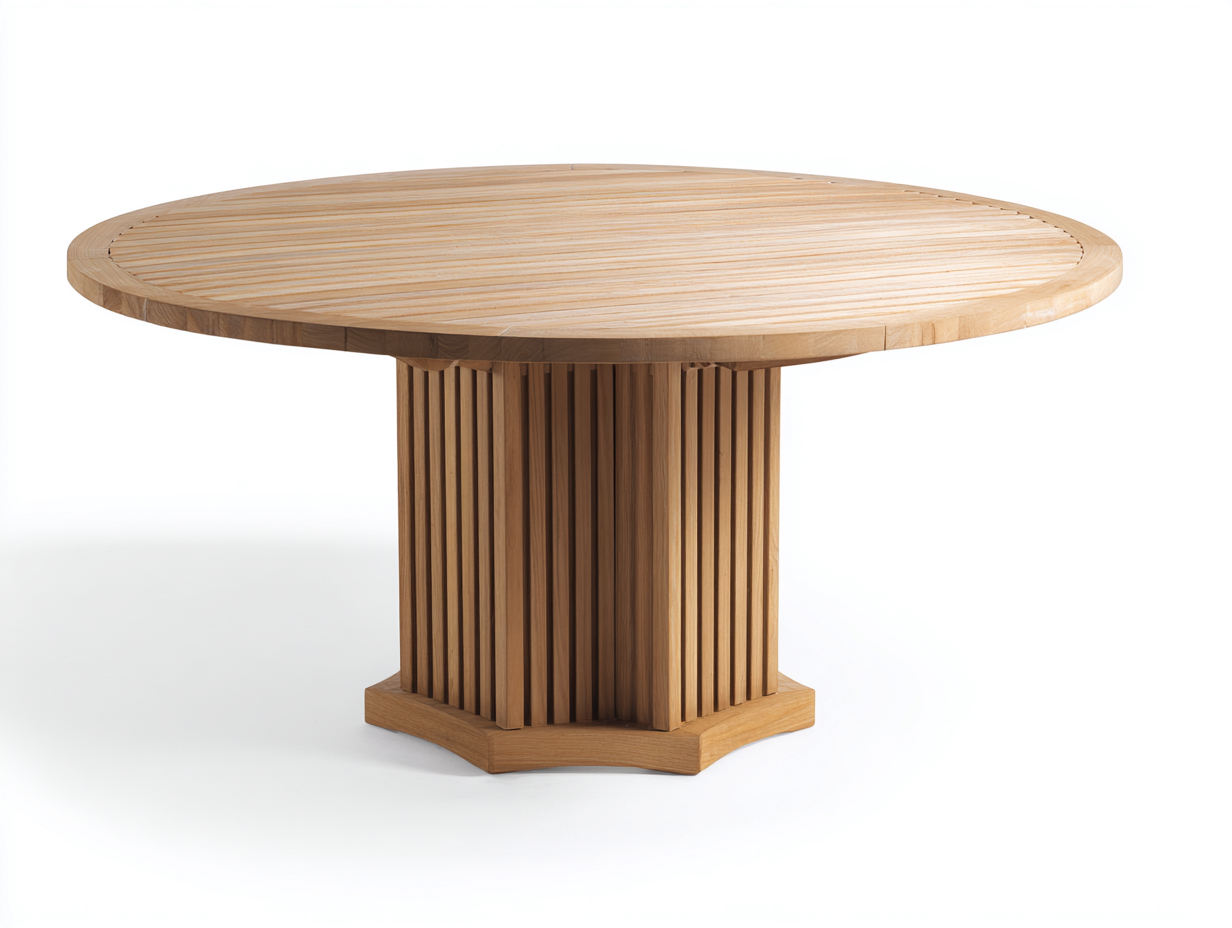 Gartentisch Holz Massiv Rund 140x140x75 cm Natur - geeignet für Garten - Modernes Design-Sazoahome