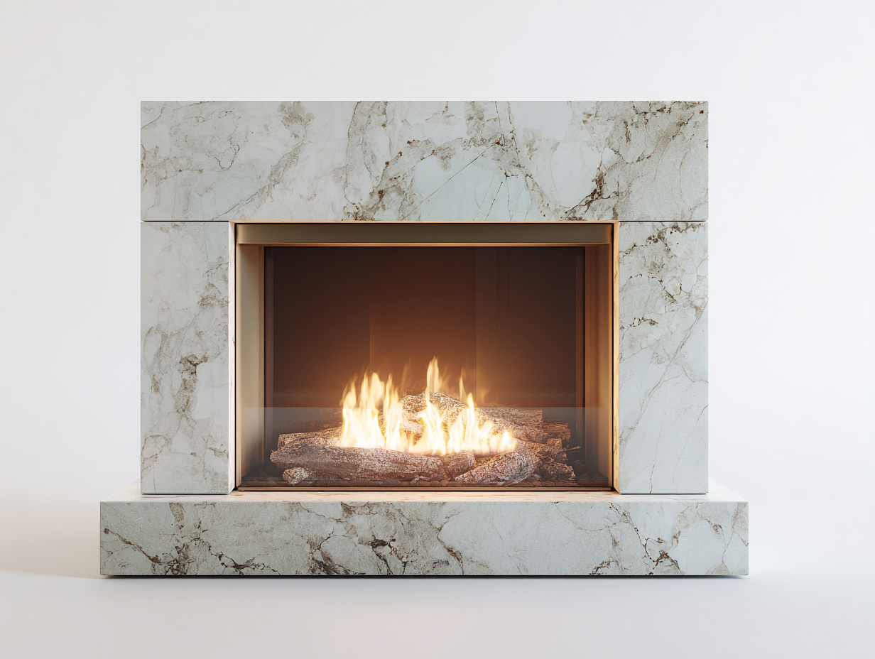 Kamin Marmoroptik 120x35x85 cm Weiß-Grau - Standkamin - Modernes Design für Wohnzimmer-Sazoahome