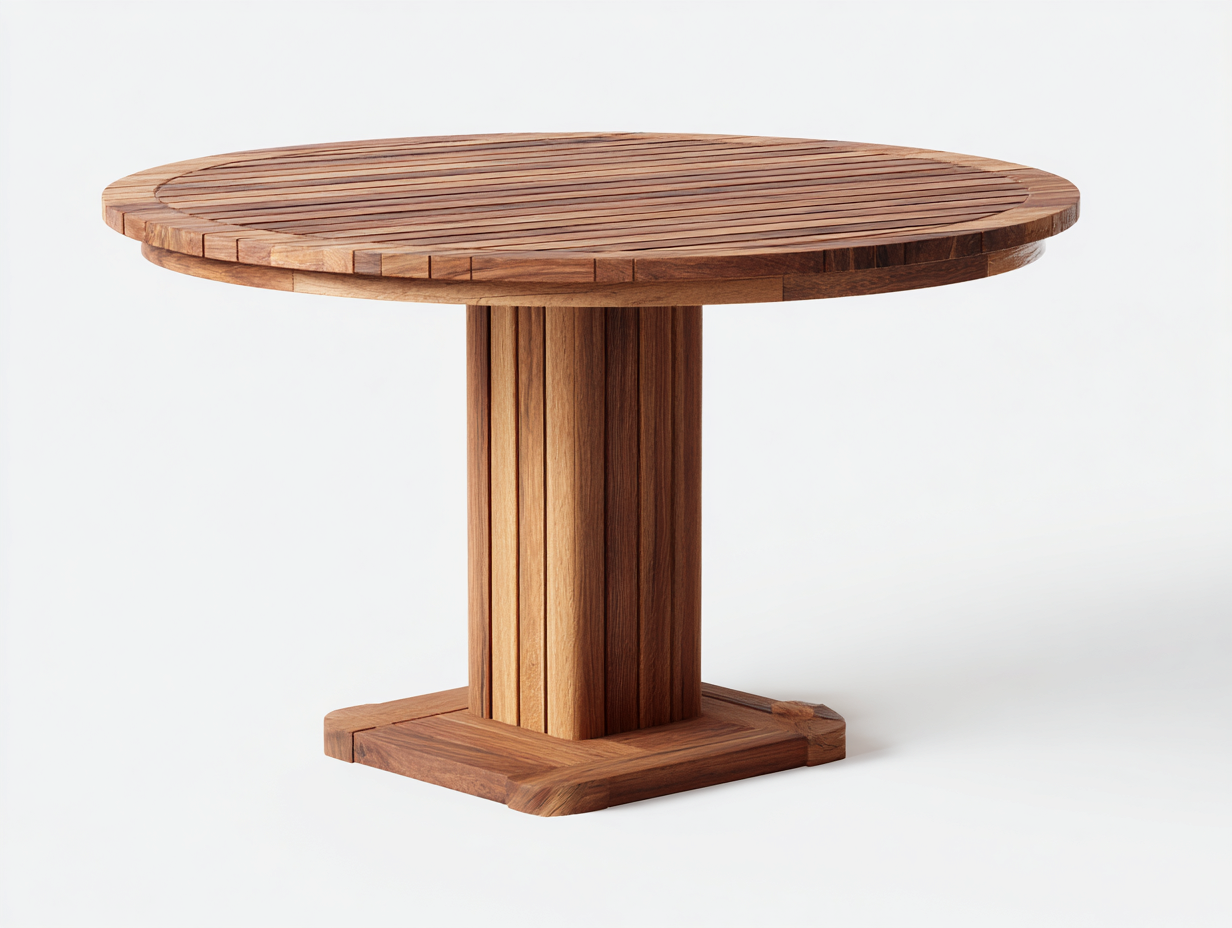 Gartentisch Holz Rund 120x120x75 cm Natur - Esstisch mit Mittelsäule - Klassisches Design für Garten Terrasse-Sazoahome