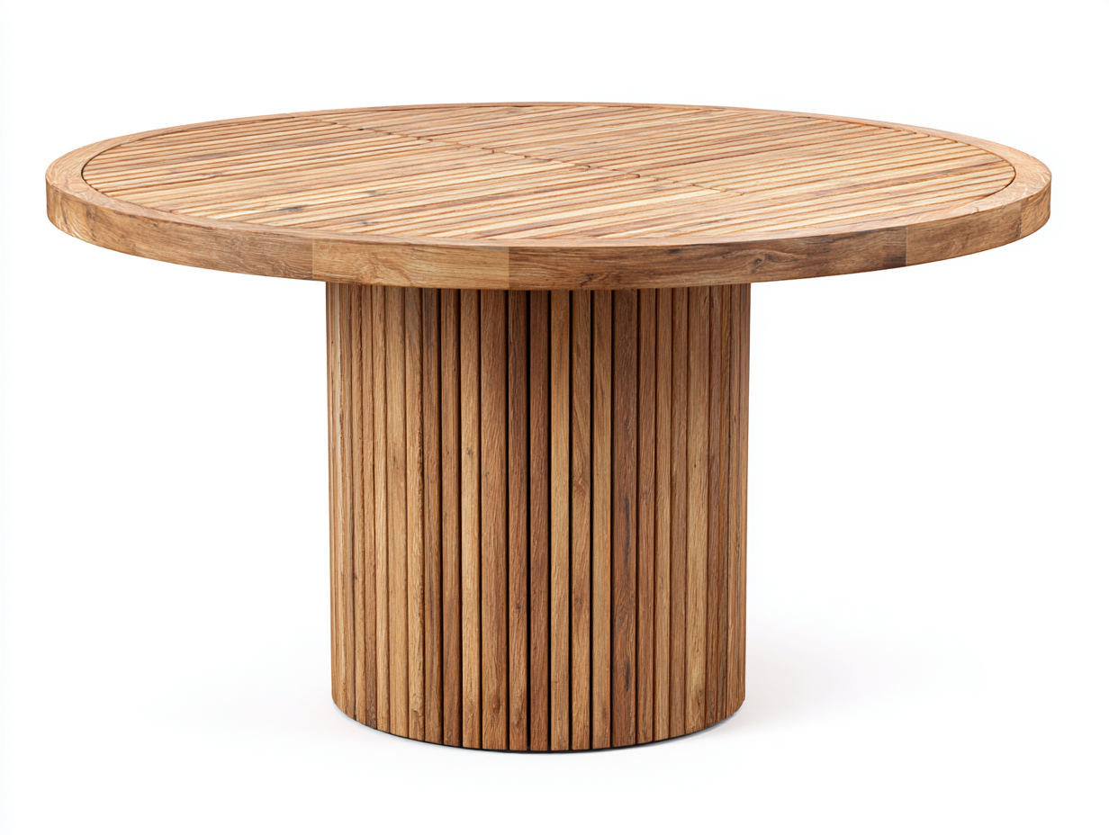 Gartentisch Holz Massiv Rund 150x150x75 cm Natur - geeignet für Garten - Modernes Design-Sazoahome