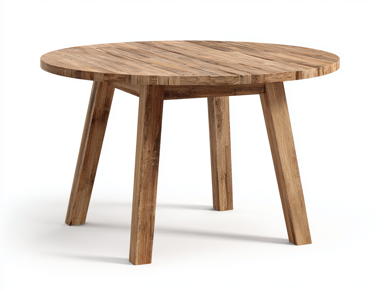 Gartentisch Holz Massiv Rund 120x120x75 cm Natur - geeignet für Garten - Modernes Design-Sazoahome