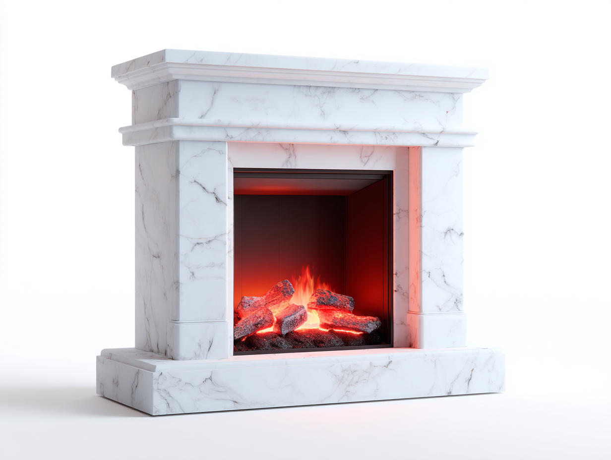 Kamin Marmoroptik 120x40x100 cm Weiß - Standkamin - Modernes Design für Wohnzimmer-Sazoahome