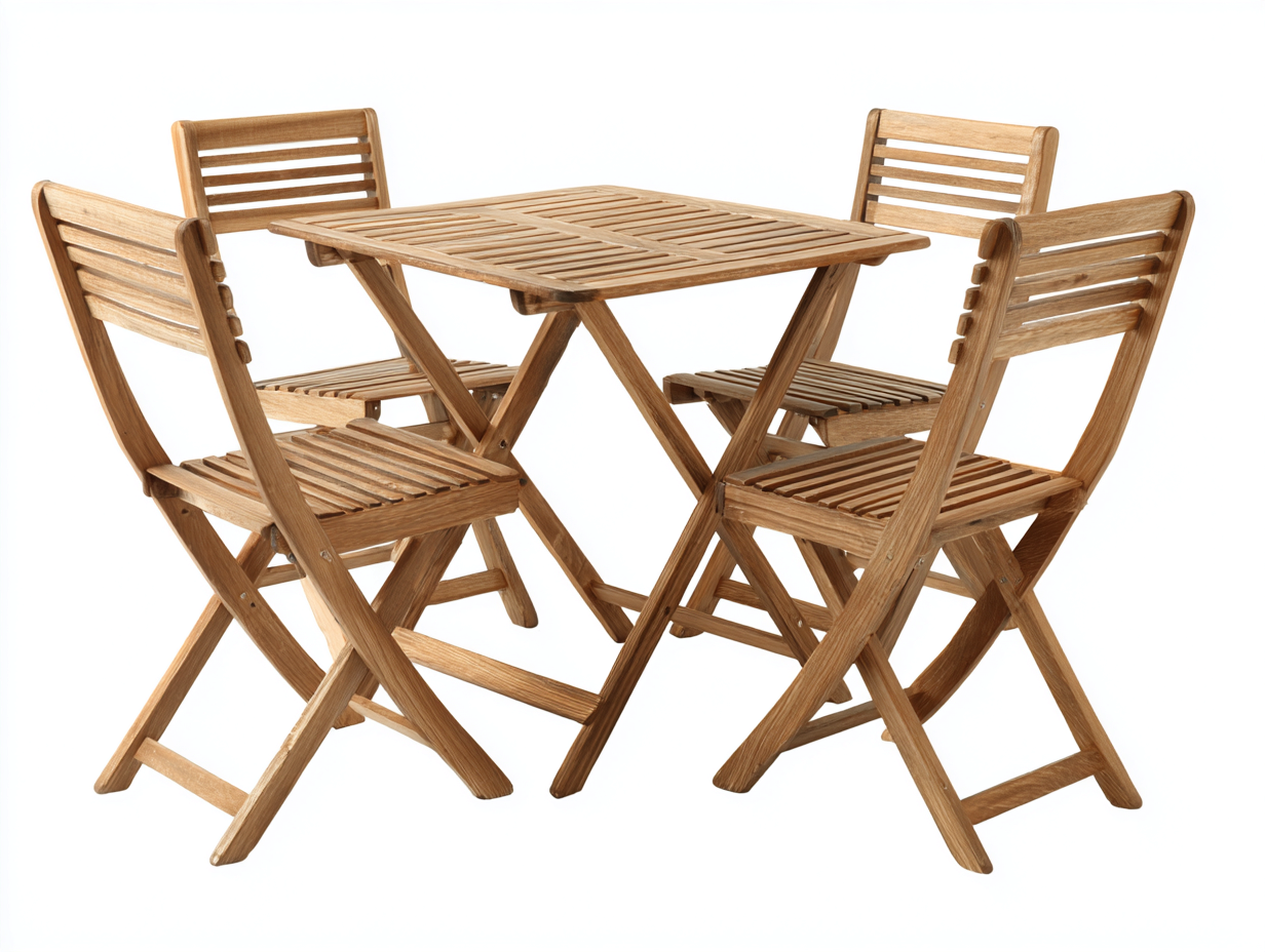 Garten Essgarnituren Holz Klappbar Tisch 80x80x75 cm Natur - geeignet für Garten - Praktisches Design-Sazoahome