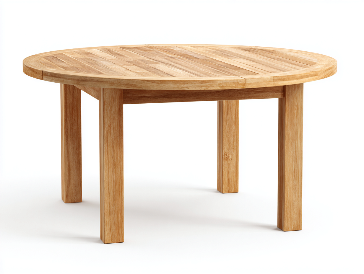 Gartentisch Holz Rund 120x120x75 cm Natur - Esstisch mit Lattenstruktur - Klassisches Design für Garten Terrasse-Sazoahome