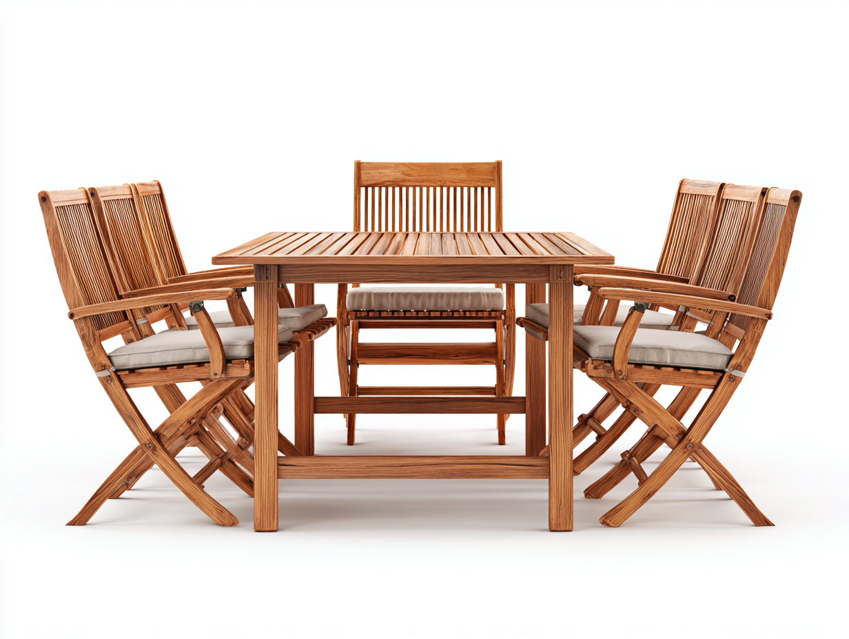 Garten Essgarnituren Holz Massiv Tisch 150x90x75 cm Natur - geeignet für Garten - Klassisches Design-Sazoahome