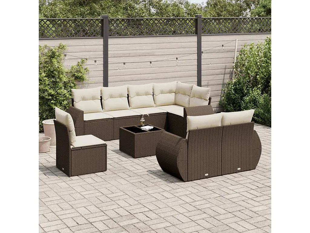 Moderne Gartensofagarnitur aus Polyrattan mit Kissen-Livavine