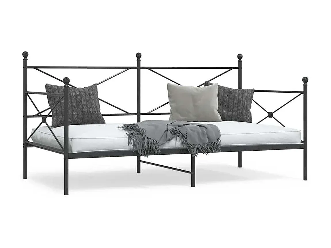 Stahl-Tagesbettgestell Schwarz 100x190 cm-Livavine