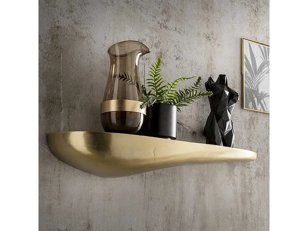 Moderner Wandregal in Goldbronze für Wohnzimmer-Livavine