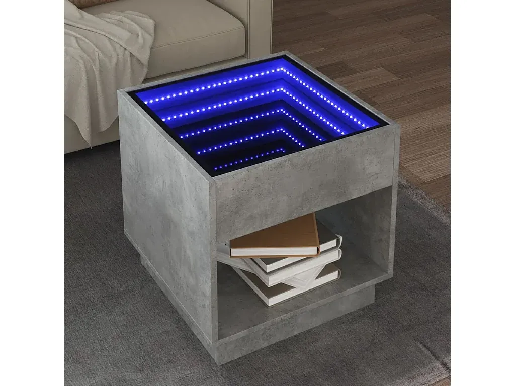 Moderner LED-Couchtisch in Betongrau mit Lichteffekten-Livavine