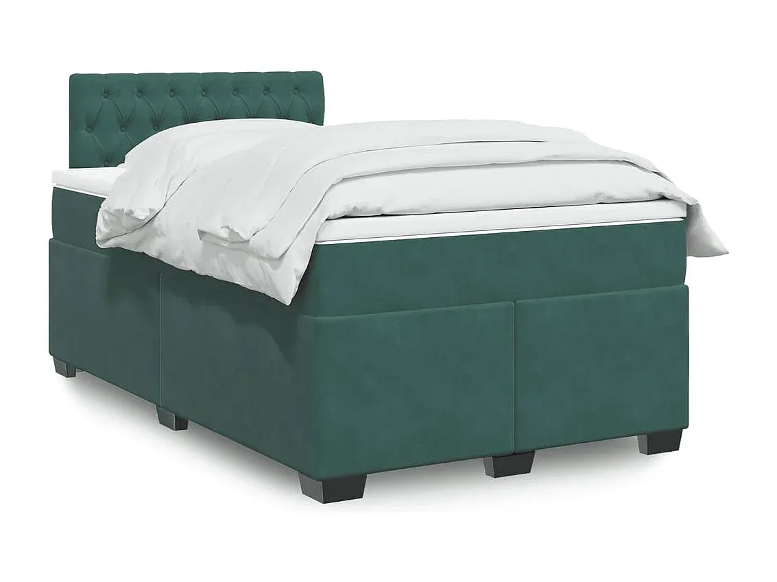 Komfortables Boxspringbett mit Samtbezug 120x190 cm Dunkelgrün-Livavine