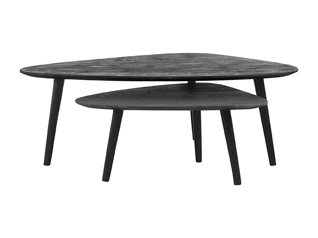 Moderner Mangoholz Couchtisch Set in Schwarz, 110x64x39 cm-Livavine