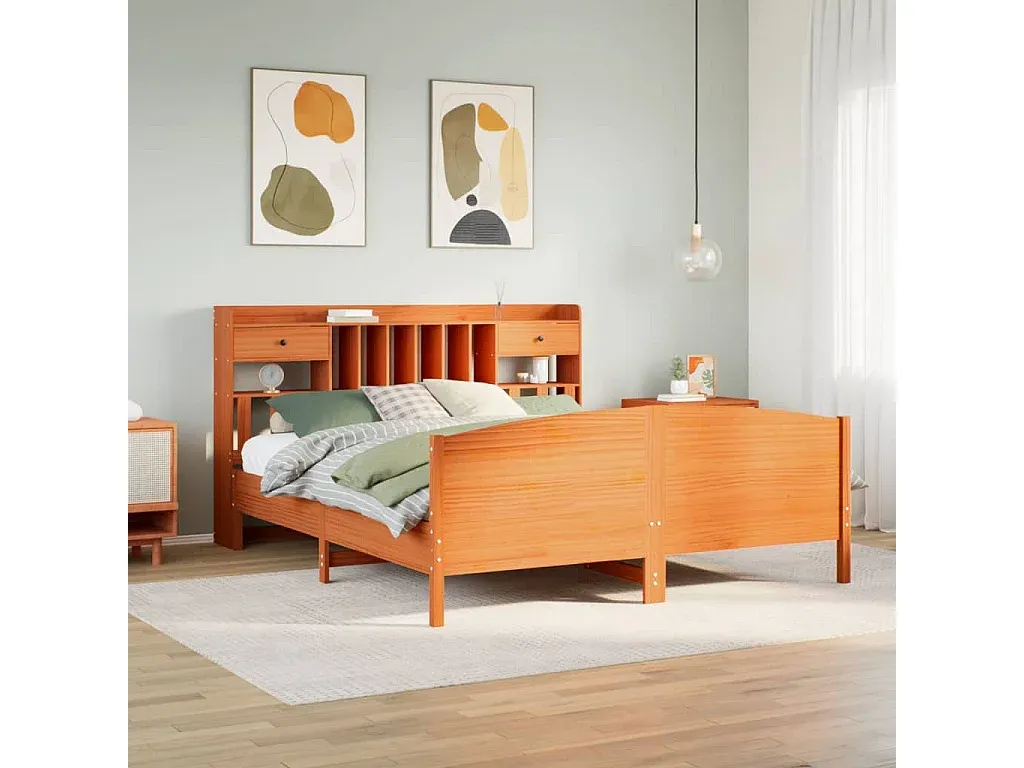 Komfortables Holzbett mit Regal 200x200 cm-Livavine