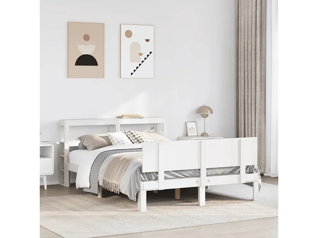 Modernes Bettgestell mit Kopfteil, Weiß, 120x200 cm-Livavine