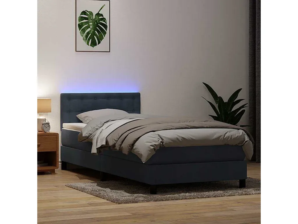 Elegantes Polsterbett mit Komfortmatratze in Dunkelgrau 80x220 cm-Livavine