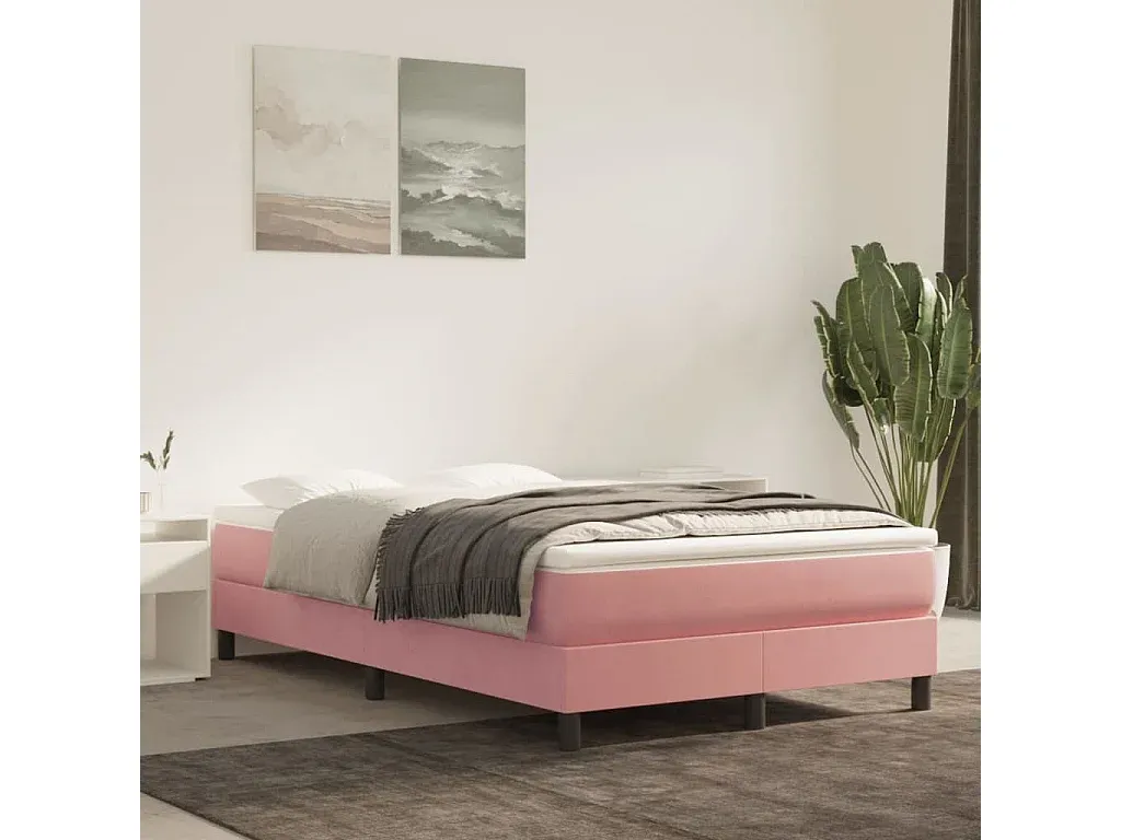 Komfortables Boxspringbett in Rosa 120x200 cm mit Samtbezug-Livavine