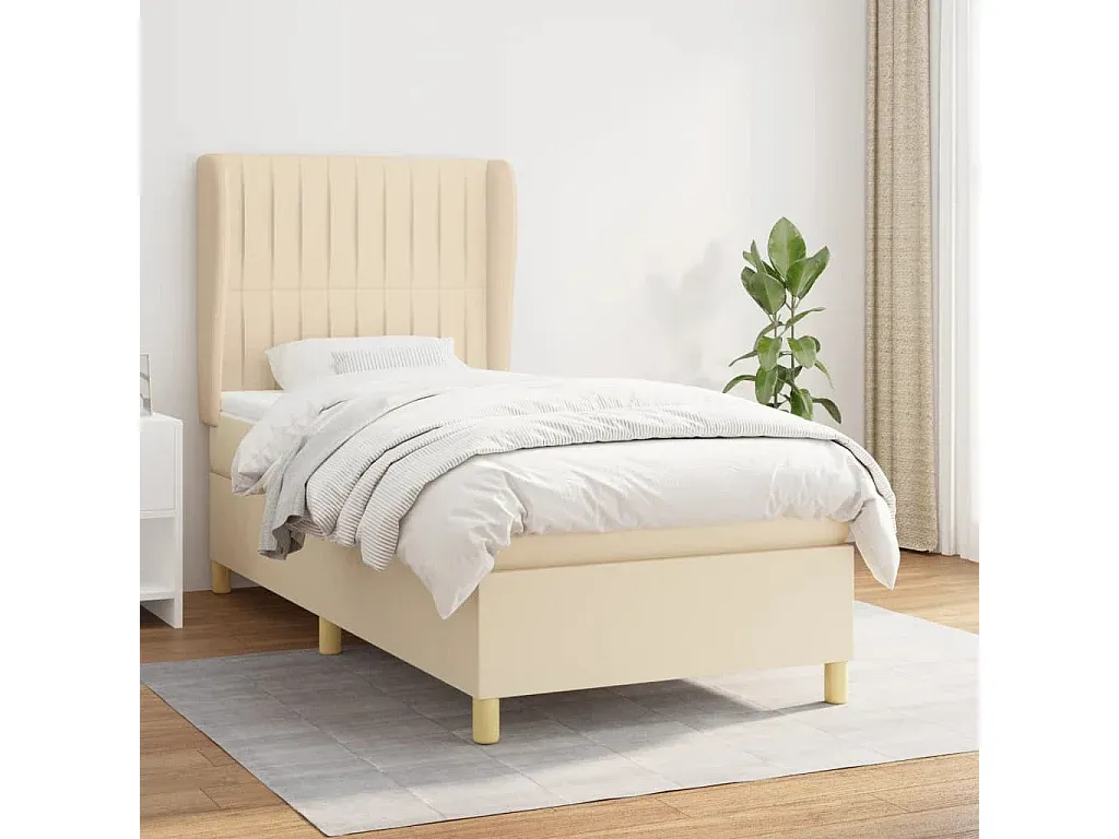 Komfortables Bett mit Matratze für Schlafzimmer, Creme 90x200 cm-Livavine