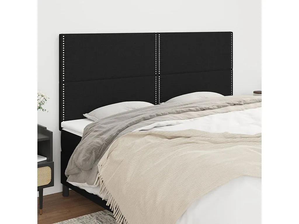 Schwarzes Kopfteil für Bett 90x5x78/88 cm aus Stoff, 4er Set-Livavine