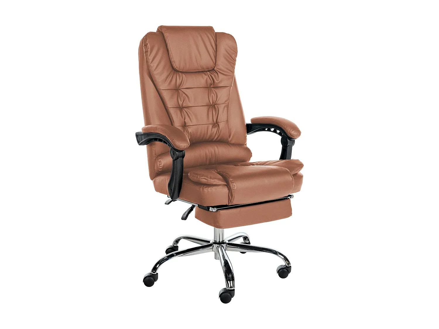 Ergonomischer Bürostuhl aus Kunstleder und Metall, hellbraun-Livavine